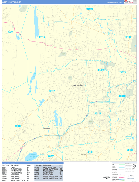West Hartford City Digital Map Basic Style
